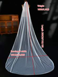 1 pièce Voile de mariée blanc à couche unique - Accessoire de mariage classique, met en valeur l'élégance intemporelle, convient pour le port en automne - V14 - Voir 12