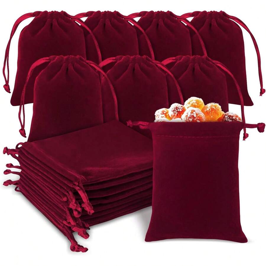 Drawstring Velvet Pouch, Suitable For Storing Jewelry, Seals And Other Items,Room Decor - Multicolor - View 1