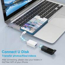 即插即用适配器转换器，USB 3.0 OTG 相机适配器线，兼容 /相机读卡器、U盘/U盘/键盘/鼠标，//系列便携式转换器读卡器 - 白色 - 查看 7
