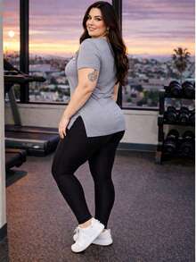 Women's Gym T-Shirt, Breathable And Soft, Long Line, Plus Size, Covers Your Buttocks. - NEW YORK MIX - Xem 3