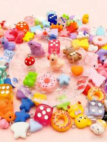 5/10/20/30/50/80/100/200/500 件生动的树脂装饰品 - 独特的动物、水果和食物系列 - 彩色 DIY 珠宝制作套件，适用于项链、手链、耳环 - 耐用、轻便且防褪色 - 非常适合工匠和珠宝爱好者 - 彩色 - 查看 6