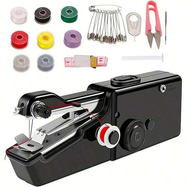 1 Set Handheld  Mini Sewing Machine, Household Sewing Needles, Portable Manual Sewing Machine Handcraft Tool