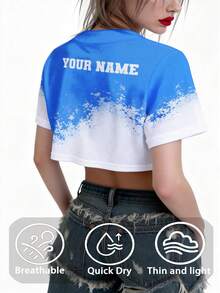 Áo croptop bóng chày nữ thiết kế theo yêu cầu: Cá nhân hóa với tên và số đội. Thiết kế thời trang theo yêu cầu, phù hợp cho các trận đấu, trang phục thường ngày và các buổi tụ họp. - Màu xanh bạc hà - Xem 5