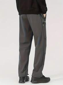 Men's Outdoor Hiking Cargo Straight-Leg Pants With Zippered Pockets, Breathable Lightweight Fabric, Adjustable Drawstring Waist, Suitable For Outdoor Activities And Casual Daily Wear, Comfortable Fit. - 灰色 - 查看 2