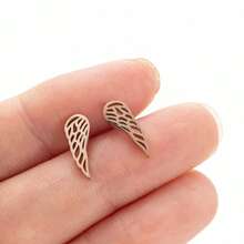 1Pair Stainless Steel Angel Wings Earrings For Women Simple Feather Earrings Fashion Ear Party Jewelry,Suitable For Daily Wear - GED516 - View 8
