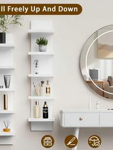 LOVEWE 5 Tier Wall Shelf Unit,White Vertical Floating Shelf-Narrow Decorative Wall Mount Modern Wall Decor Shelves For Bedrooms - 5層 - 查看 9