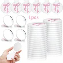 1/2/6/10/20/30/50/80pcs Pink Bow Portable Folding Makeup Mirror Set. Features Foldable Glass Surface. Ideal As Round Pocket Mirror, Perfect For Parties Or As A Thoughtful Gift - A - View 13