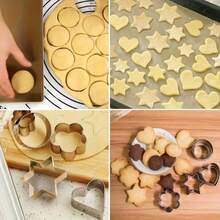 Bộ 3 khuôn làm bánh quy bằng thép không gỉ, với nhiều hình dạng sáng tạo như hình trái tim, hình hoa, hình sao và hình tròn. Lý tưởng để cắt trái cây, tạo hình bánh quy và làm bánh quy. - Nhiều màu - Xem 6