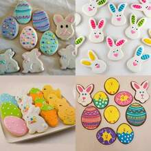 7pcs Easter Cookie Cutter Set - Egg, Carrot, Rabbit, Flower, Chick, Bunny Face And Butterfly Cookie Cutter Shapes, Suitable For Baking Holiday Themed Parties - Silver - View 5