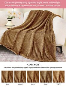 1pc Jacquard Fleece Blanket, Soft And Fluffy, Suitable For All Seasons, Breathable And Comfortable, Machine Washable, Suitable For Home And Student Dorm Use, Brown - Brown - View 7