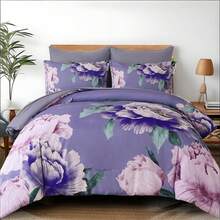 7 Piece Purple Pink Floral Comforter Set Full/Queen/King Size Bed In A Bag,Flowers Printed On Light Comforter Set With Sheets, Soft Microfiber Botanical Bedding Set For Wedding Items,Home Bed Room Decor,Easter Gifts,Mothers Day Gift,All Season - Tím Hồng 1550 - Xem 1