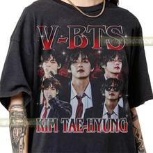 Limited V 90s Bootleg T-Shirt, World Tour 2026 Sweatshirt, Kim Hyung V Kpop Fan Gift For Fan, V Kim Hyung Sweatshirt - 黑色 - 查看 1