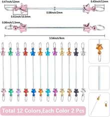 SUNNYCLUE 1 Box 24Pcs 12 Colors Beadable Keychain Blanks DIY Keychain Bars Bulk 90mm Long Stainless Steel Bar With Detachable Star Shaped Bead Blank For DIY Jewelry Making Key Rings Beading Supplies - White - 查看 2