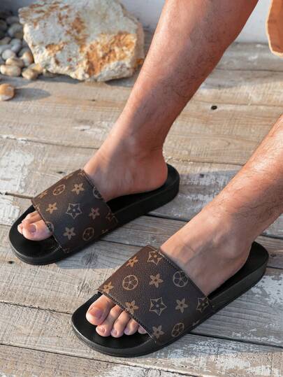 2026 New Retro Floral Print Luxury Men's Slide Sandals, Soft & Thick Sole Comfortable Slippers, Versatile For Daily Wear, Beach & Resort, Spring/Summer