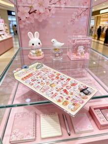 Assorted Sakura Rabbit, Bird, And Cute Cat Cartoon Designs, 3D Crystal Clear Embossed Waterproof Stickers, Suitable For Scrapbooking, Diary Decoration, Children's Reward Cards, Random Color And Style Packaging - Multicolor - View 8