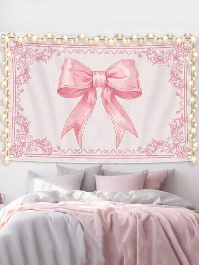 1件/甜美蝴蝶结房间装饰，非常适合用作房间、宿舍和公寓的背景装饰 + 柔和色灯光装置（蝴蝶结）