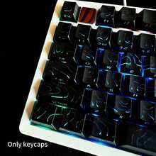 Juego de talla grande de 130 teclas, teclas con degradado negro (solo teclas), teclas retroiluminadas con líneas de grietas impresas lateralmente compatibles con 104/98/87/75/68/64/61 teclas - Negro - Ver 9