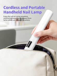 Portable LED Nail Stamper Lamp Nail Supplies With 4 Silicone Heads, DIY French Manicure & Nail Sticker Decor Kit, One-Step Curing For Press-On Stickers & Nail Art, Rechargeable Home Travel Manicure Set, Gift For Beginners - White - View 7