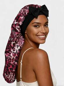 Capucha sólida para cabello, bonete de seda, bonete de satén - Negro - Ver 18