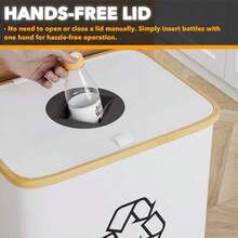 SpaceAid - Papelera de reciclaje para cocina 26 galones 100 l con tapa y 2 bolsas interiores reutilizables para botellas de vidrio pegatinas de plastico color blanco - Blanco - Ver 5