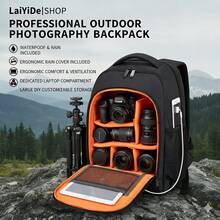 1pc Stylish And Minimalist Camera Bag, Waterproof Photography Bag, Outdoor Backpack Charger Case Office Must Haves Digital Bag Cable Camera Bag Electronic Data Cable Organizer Storage Power Bank Cover For Wallet Travel Camera Bag Women Man Child's Christmas Gifts Essential Teacher Supplies Waterproof Lightweight Large Capacity Portable Accessories - 黑色 - 查看 1