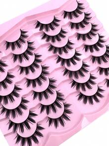 14 Pairs Cartoon Mink Eyelashes, Cat Eye Lashes, Natural Full False Eyelashes, Dramatic Lashes, Suitable For Daily Life, Wedding, Date, Party, Music Festival And Halloween - 尖尾漫畫款 - 查看 3