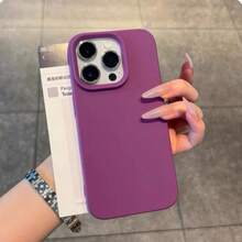 1 Luxury Purple Liquid Silicone Shockproof Phone Case, Compatible With IPhone 16, 14, 13, 12, 11, 15 Pro Max, Compatible With IPhone 12, 13 Mini, 14, 15, 16 Plus, Stylish Velvet Protective Phone Case - 紫色 - 查看 11