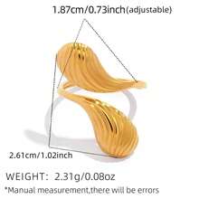 2pcs/1pc Pleated Geometric Stainless Steel Open Ring, Suitable For Fashion And Daily Wear, Western Jewelry, Valentine's Day Gift - Multicolor - View 9