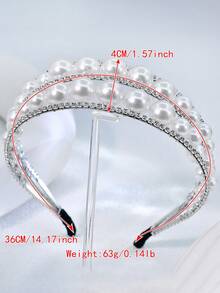 1 pieza Diadema elegante de doble capa hecha a mano con perlas, accesorio para el cabello de novia adecuado para bodas, fiestas, fotografía, celebraciones - Multicolor - Ver 5