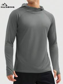 Men's Sun Protection Shirts Summer Lightweight Long Sleeve Quick Dry Rash Guard Hoodie Shirt Running Fishing Outdoor - 深灰色 - 查看 2