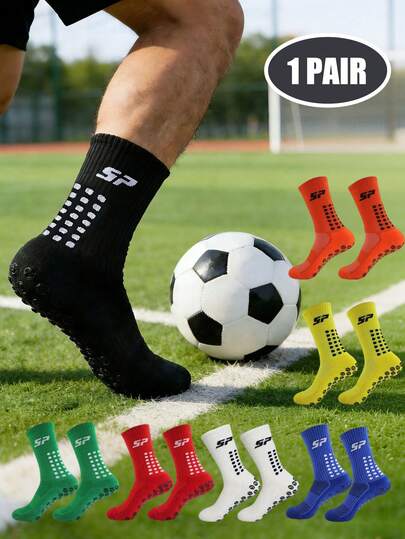 1 par de calcetines deportivos antideslizantes para fútbol/baloncesto con almohadillas de agarre, adecuados para fútbol, baloncesto, diseño de otoño nuevo