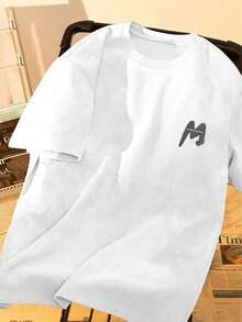 Men's Fashionable Casual Suede Crew Neck Short Sleeve T-Shirt - White - View 3