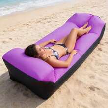 Lazy Inflatable Sofa Inflated Quickly Without Tools, Ergonomically Designed. Portable For Quickly Inflate. Device To Prevent Side Flips During Camping. For Outdoor Camping Inflatable Beds And Is A Must-Have Gift For Outdoor Enthusiasts. - Purple - View 4