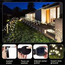 4pcs Solar Powered Outdoor Decorative Flickering Firefly Lights, Warm White, Waterproof Pathway Garden Fence Lights - Black - View 4