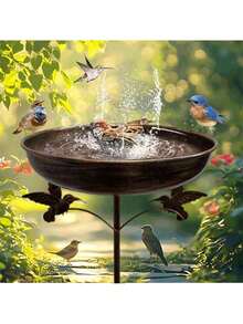 Outdoor Garden Metal Bird Bath With Pentagonal Base Feeding Bird Bath Bowl, Outdoor Vintage Bird Bath, Courtyard Feeder Decoration, Vintage Copper Color Spring And Summer Bird Bath, 19mm Pipe Diameter - Bird Bath Tub - View 5