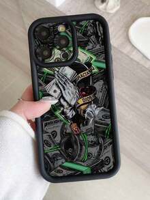 1個 ブラックフォンケース ドルマークパターンとマイクロホールデザインでカメラを保護するする iPhone17/iPhone17 Air/iPhone17 Pro/iPhone17 Pro Max/16 Pro Max/15 Pro Max/14 Pro Max/13 Pro Max/12 Pro Max/11 Pro Maxに適しています - ブラック - チェックする 10