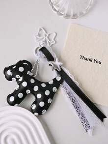 Cute Lace Bow Keychain, White/Black Bag Pendant, Phone Chain Package Accessory, Polka Dot Cute Polyester - Multicolor - View 7