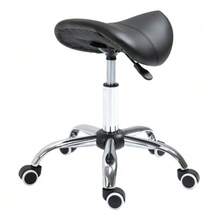 Saddle Stool, Work Stool, Swivel Chair, Height Adjustable, Padded In Black, Ideal For Cosmetics And The Office - 黑色 - 查看 1