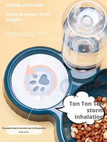 Pet Bowls With Water Feeder, 3 In 1 Ear Design Tilted Cat Water And Food Bowl Set With Gravity Water Bottle For Neck Protection - 500ml - View 6