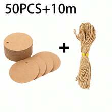 50pcs/100pcs 5cm/1.57in Round Gift Tags, White/Black/Light Brown Paper Handmade Labels, DIY Decoration, Sewing Supplies, Arts & Crafts, Gift Packaging Tags - Multicolor - View 13