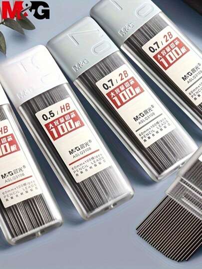 M&G 100pcs Automatic Pencil Lead Refills, Large Capacity, Unbreakable, For Automatic Pencils, 0.7mm/0.5mm, 2B/HB