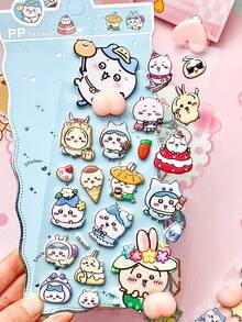Pegatinas de masaje de cojín suave Jiikakawa - Pegatinas flexibles y elásticas, pegatinas 3D lindas de alta calidad, decoraciones brillantes en relieve, pegatinas de anime japonés 3D interesantes con textura sólida y diseño hueco delicado - Multicolor - Ver 3