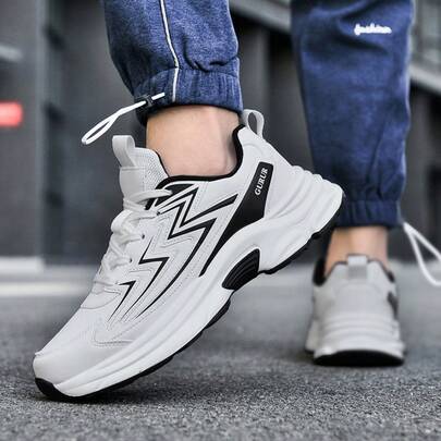 柔软舒适，高弹加厚鞋底，轻便，圆头系带男士休闲运动鞋