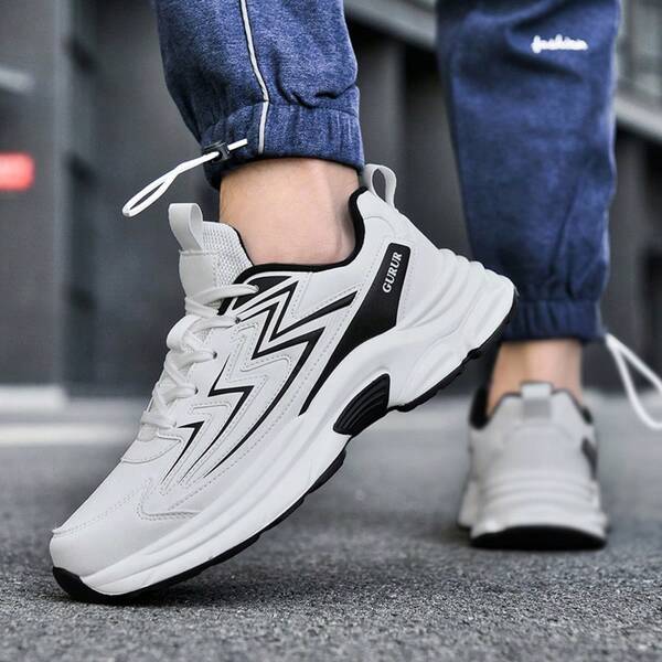 柔软舒适，高弹加厚鞋底，轻便，圆头系带男士休闲运动鞋