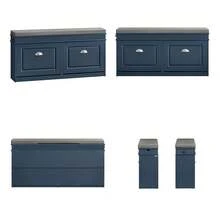 SoBuy Shoe Bench With Seat, Storage Bench With 2 Flaps, Narrow Shoe Cabinet With Seat & Shoe Rack, Space-Saving Shoe Storage For Hallways & Small Rooms, 104x52x24cm, Blue, FSR64-B - Blue - View 8