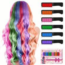 6 Color New Hair Chalk Comb Temporary Bright Washable Hair Color Dye ...