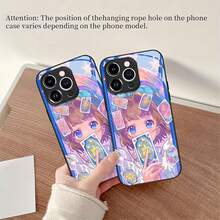 Chica anime con cartas flotando a su alrededor. Esta elegante funda para teléfono es compatible con Samsung, Apple, OPPO, , etc. Fabricada en TPU flexible, resistente a golpes y arañazos, ofrece una excelente protección contra caídas y un agarre cómodo. Es un regalo ideal para familiares, amigos y seres queridos, y una opción perfecta para festivales. - Negro - Ver 6