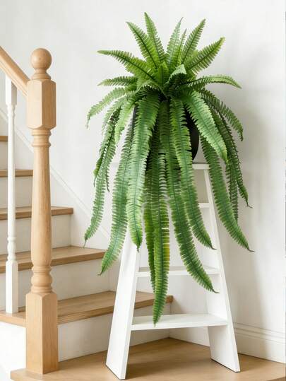 Kmitang 73-115cm Long Artificial Persian Plants Fake Wall Hanging Plants Faux Boston Fern Grass Leaves Vines Real Touch Simulation Creeper Ivy For Home Garden Outdoor Indoor Decor Without Pot 1pc