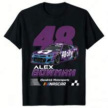 NASCARs 2026  Alex Bowman #48 Hendrick Ally Print Racing T-Shirt Purple Short Sleeve.NASCARs Cheer T-Shirt, Men's And Women's Same Style T-Shirt - màu đen - Xem 1