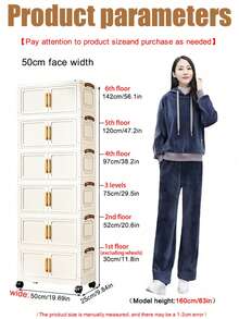 Tủ đựng đồ gấp gọn rộng 50cm/19.69 inch, tùy chọn 1-6 tầng, cửa đôi dày dặn có bánh xe, kệ đựng đồ độc lập cho gia đình, tủ sắp xếp quần áo, đồ chơi, tủ đựng đồ gấp gọn bằng nhựa, tủ quần áo, kệ đựng đồ nhà bếp, tủ đựng đồ di động, tủ giày gấp gọn, tủ đựng đồ kiểu ngăn kéo. - Nhiều màu - Xem 2